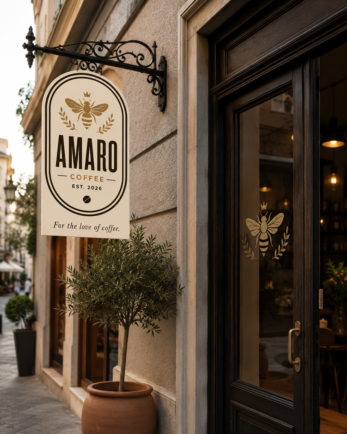 Wide view of the Amaro café