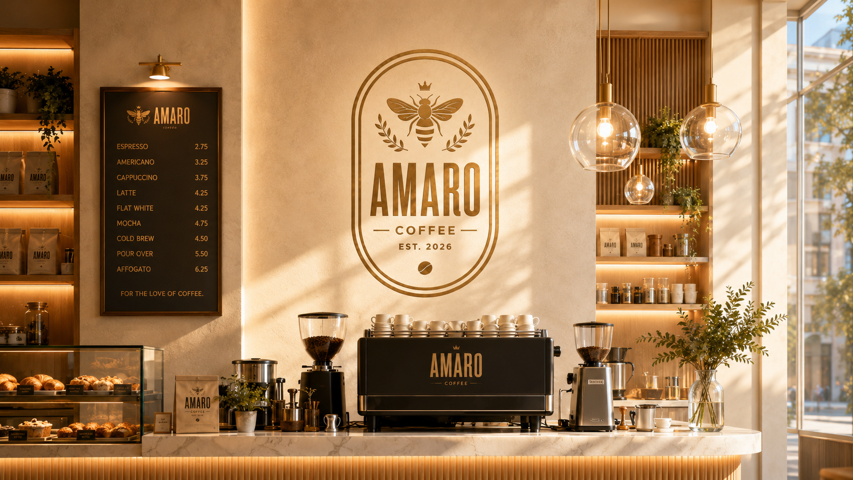 Amaro café signage and exterior