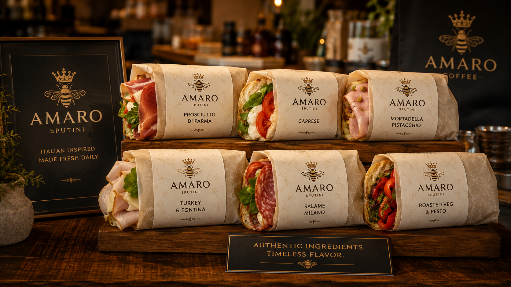 Amaro Sputini lineup — Italian-inspired sandwiches made fresh daily